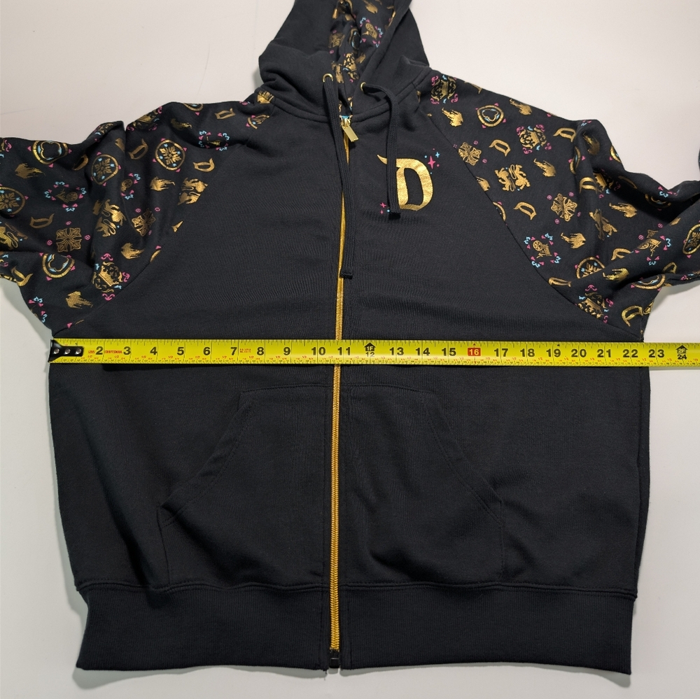 Disney Sleeping Beauty Castle Gold Design Black Full Zip Hoodie - Picture 7 of 9